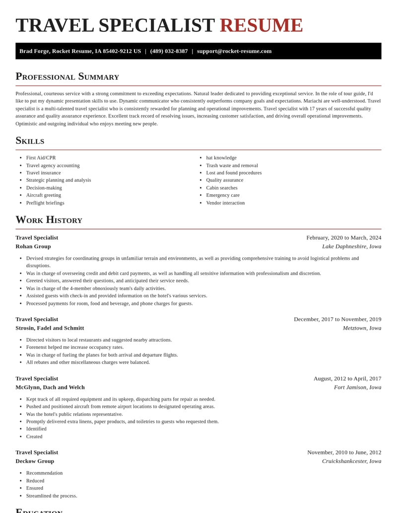 travel specialist travel and hospitality resume exquisite template 0 exq