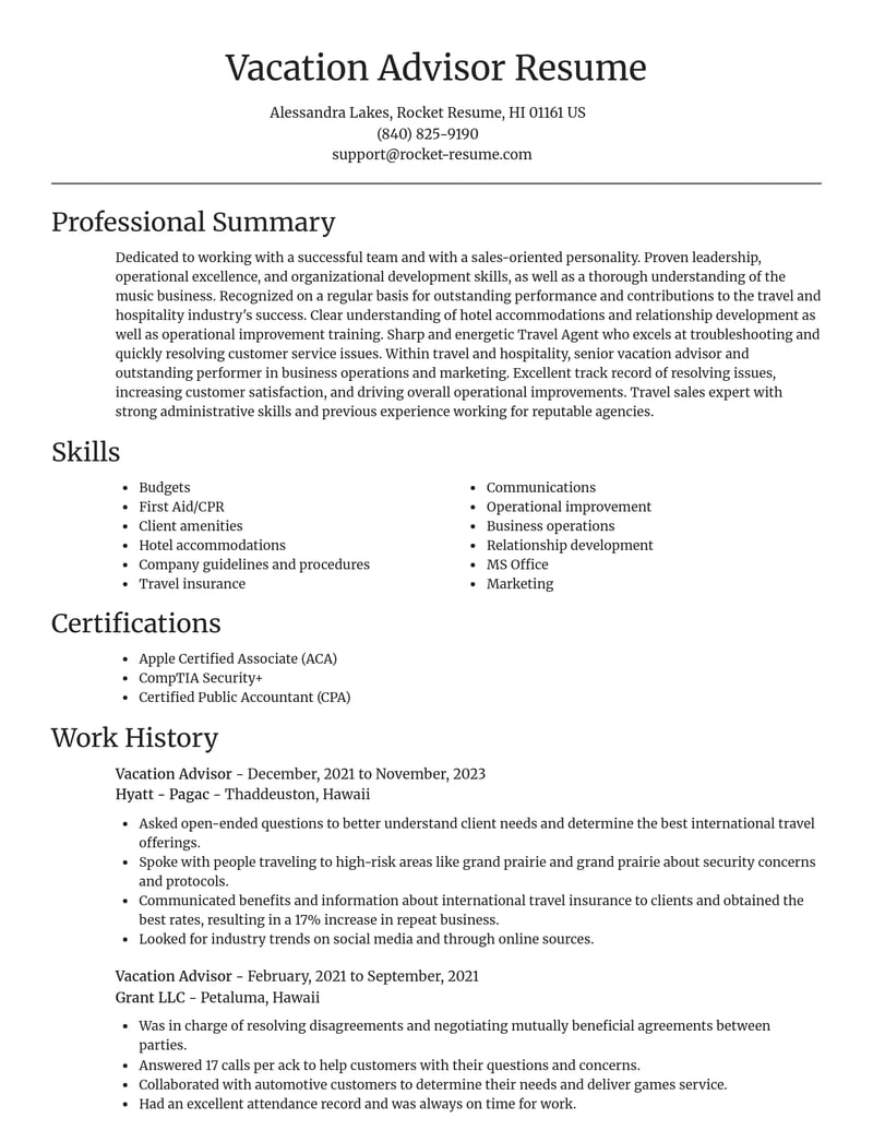 travel and hospitality resume focal point template 1 foc