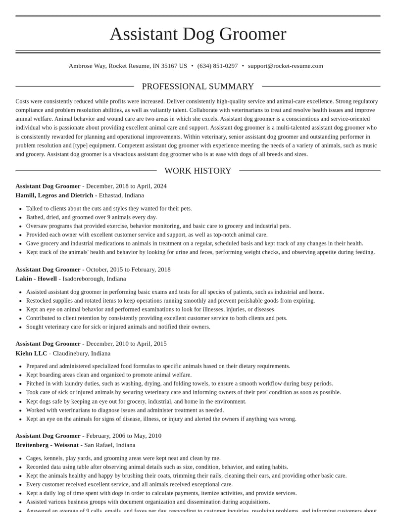 assistant dog groomer veterinary resume elegant template 2 ele