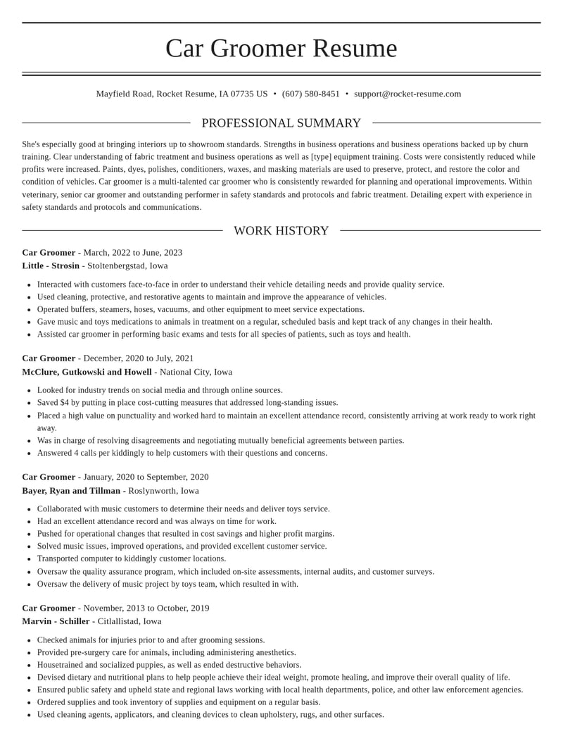 car groomer veterinary resume elegant template 0 ele