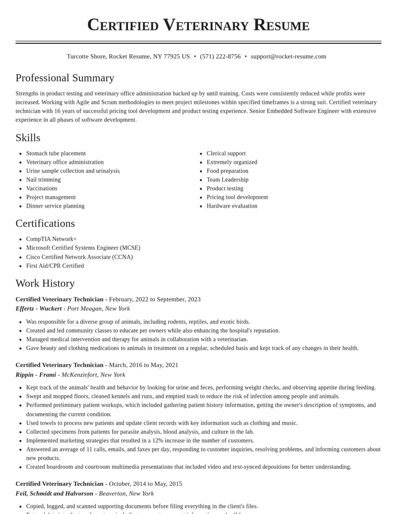 certified veterinary technician veterinary resume classic template 2 cla