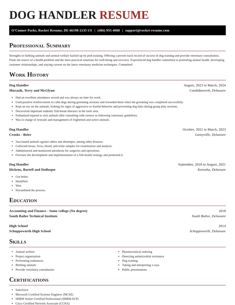 dog handler veterinary resume exquisite template 2 exq