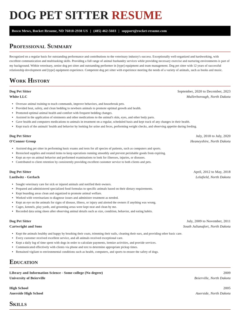 dog pet sitter veterinary resume exquisite template 0 exq