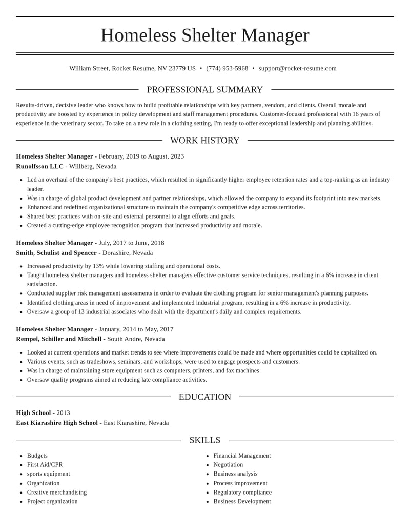 homeless shelter manager veterinary resume elegant template 2 ele