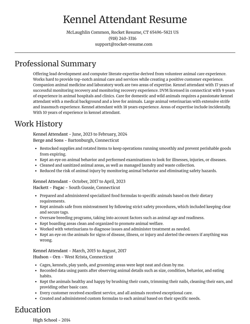 kennel attendant veterinary resume focal point template 1 foc