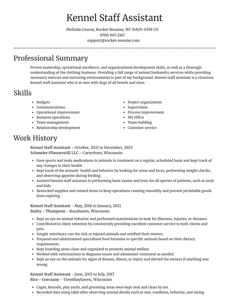 kennel staff assistant veterinary resume focal point template 2 foc