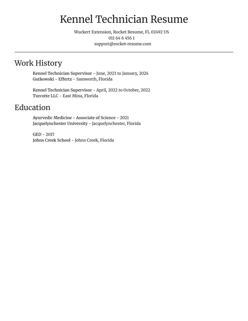 kennel technician supervisor veterinary resume focal point template 2 foc