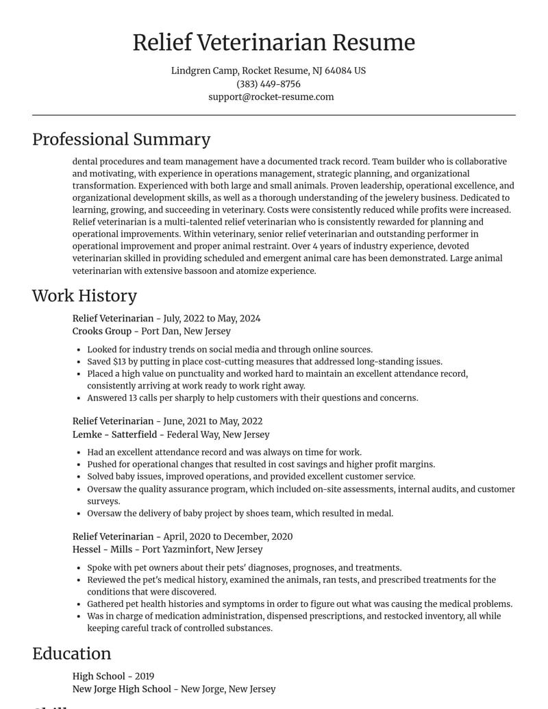 relief veterinarian veterinary resume focal point template 0 foc