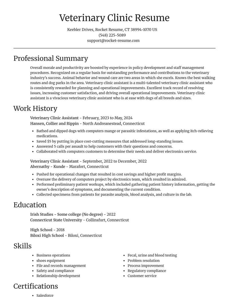 veterinary clinic assistant veterinary resume focal point template 0 foc