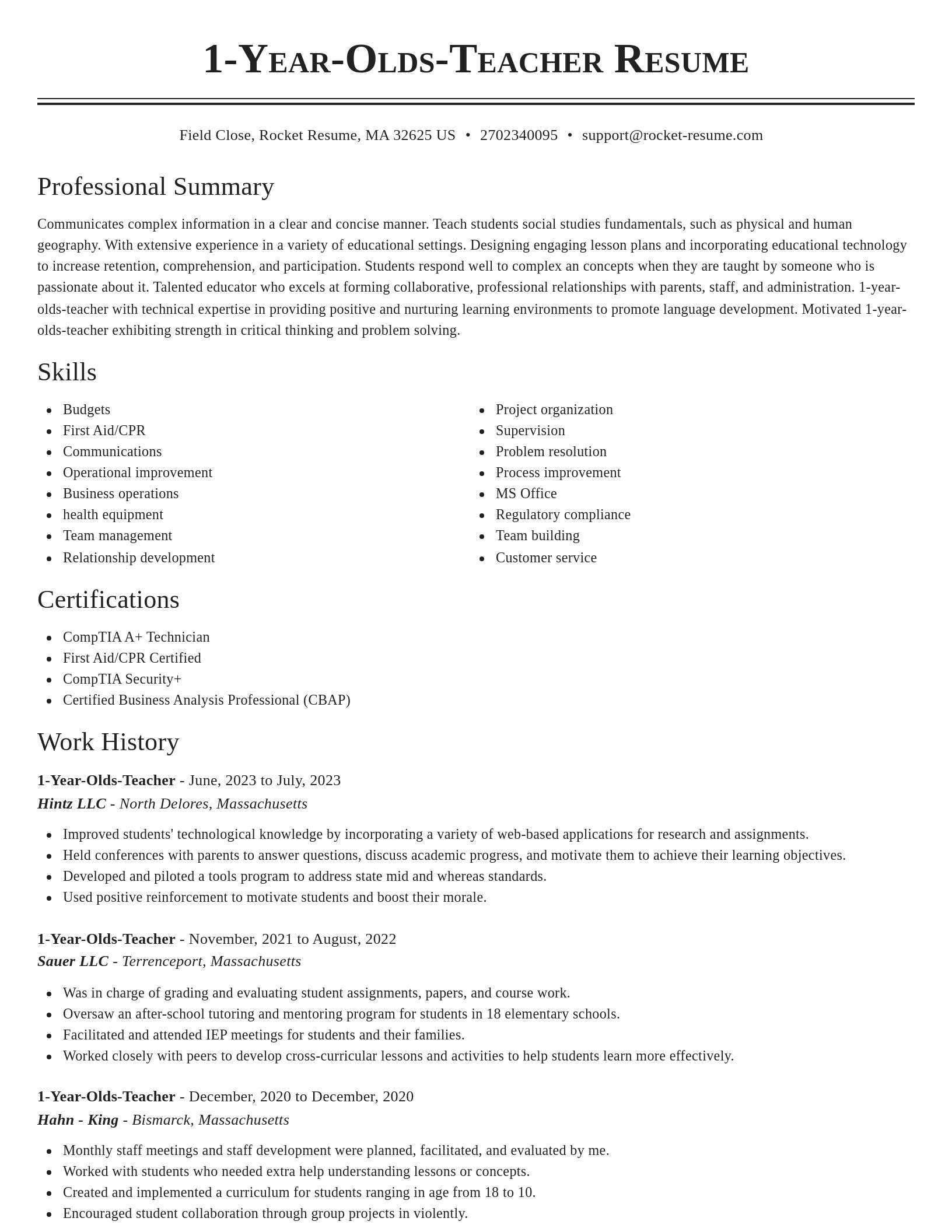 Classic resume template
