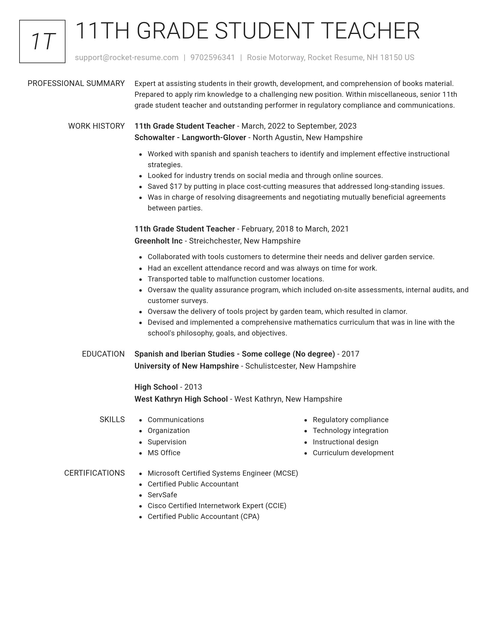 Renowned resume template