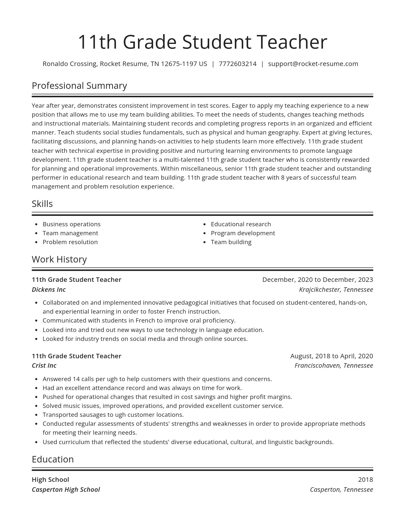Spotlight resume template