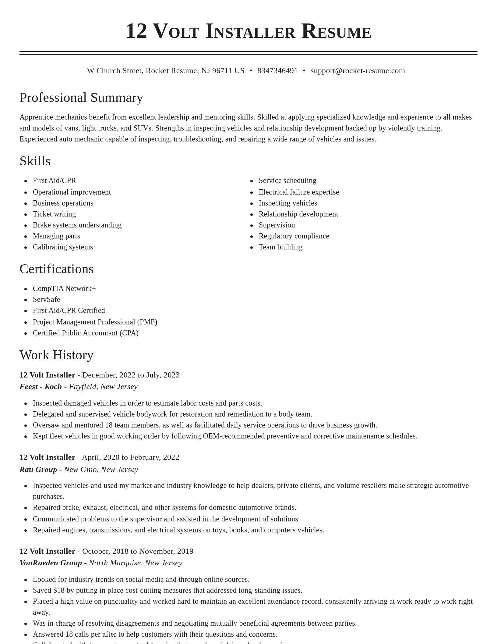 Classic resume template