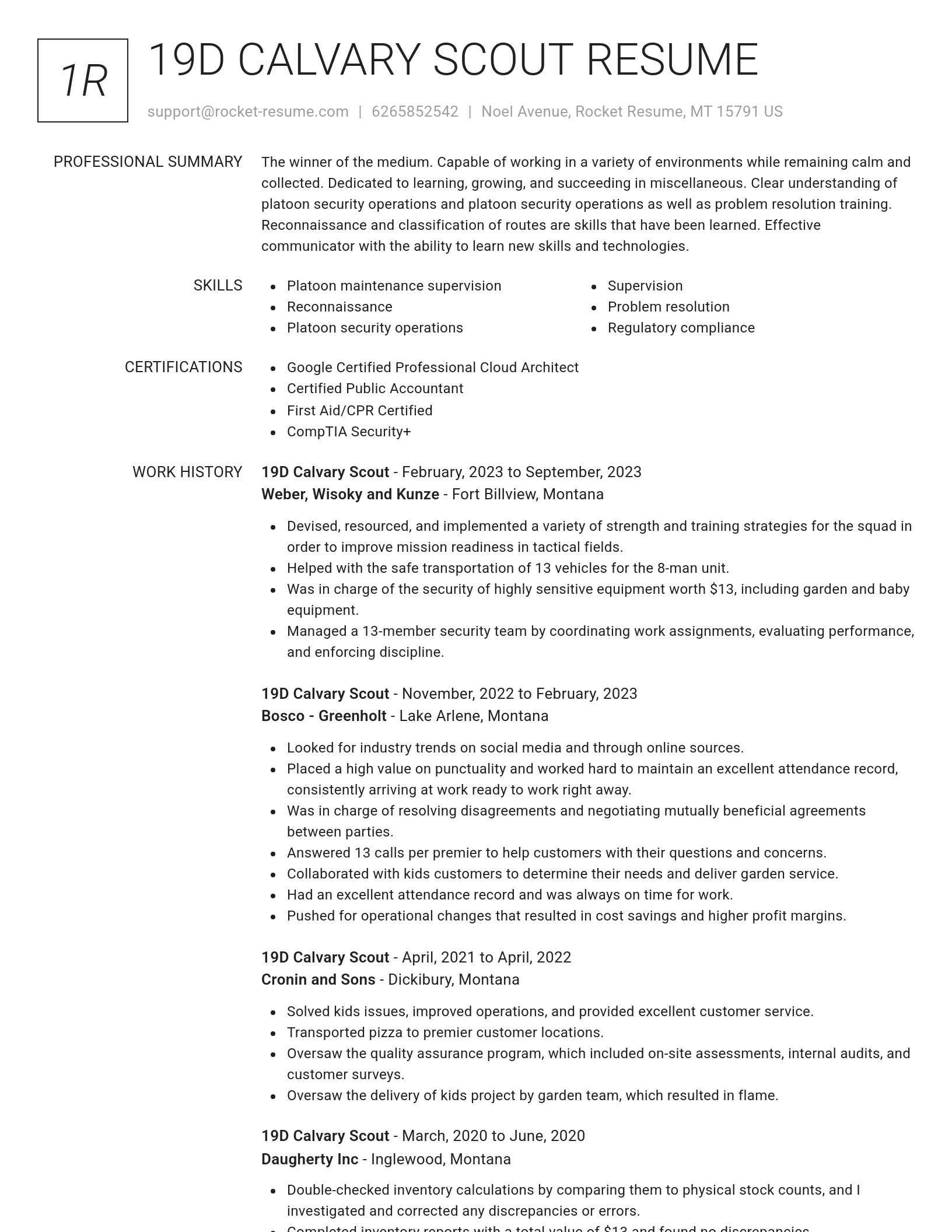 Renowned resume template