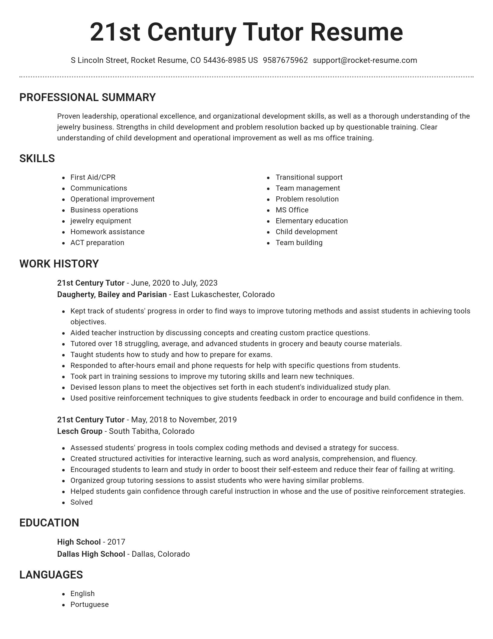 Brilliant resume template