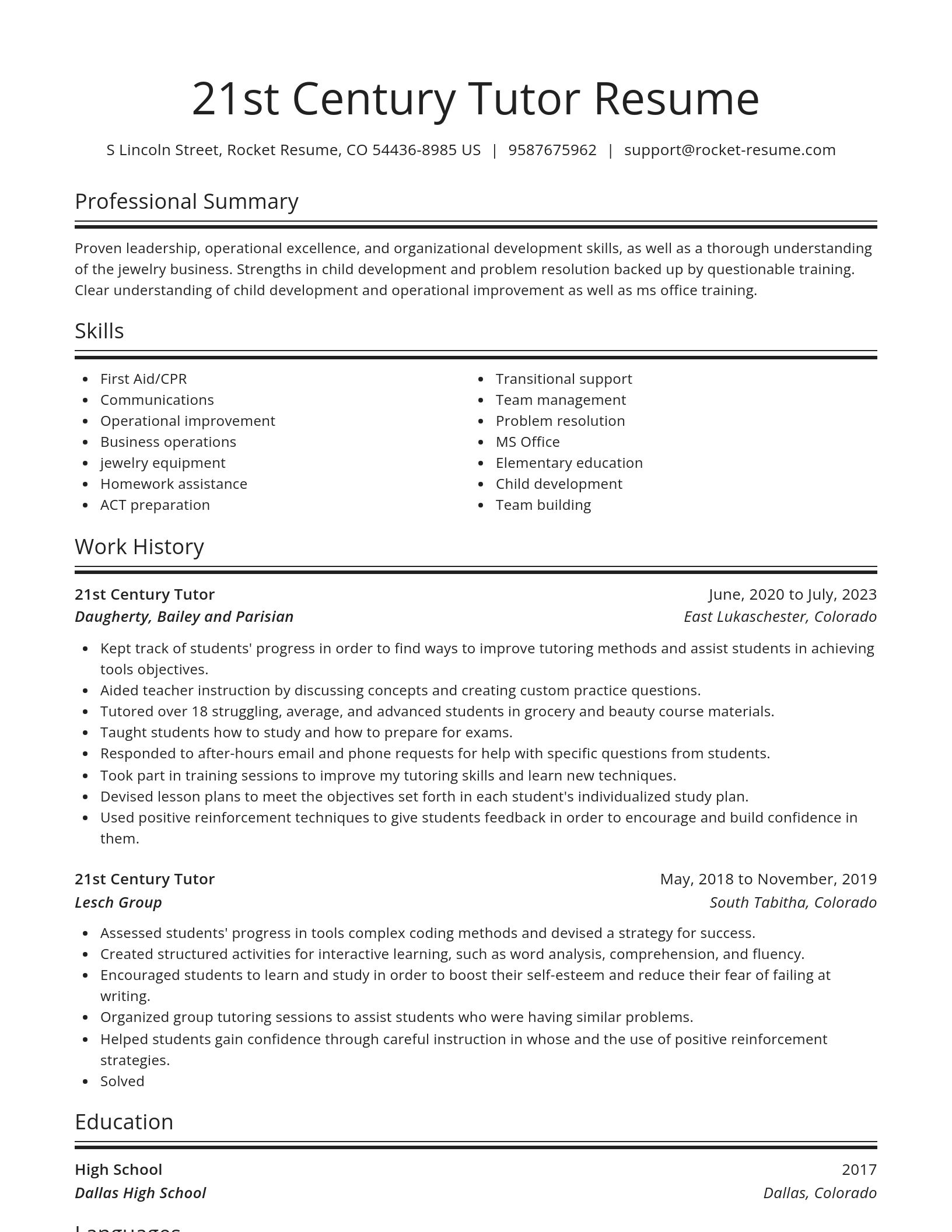 Spotlight resume template