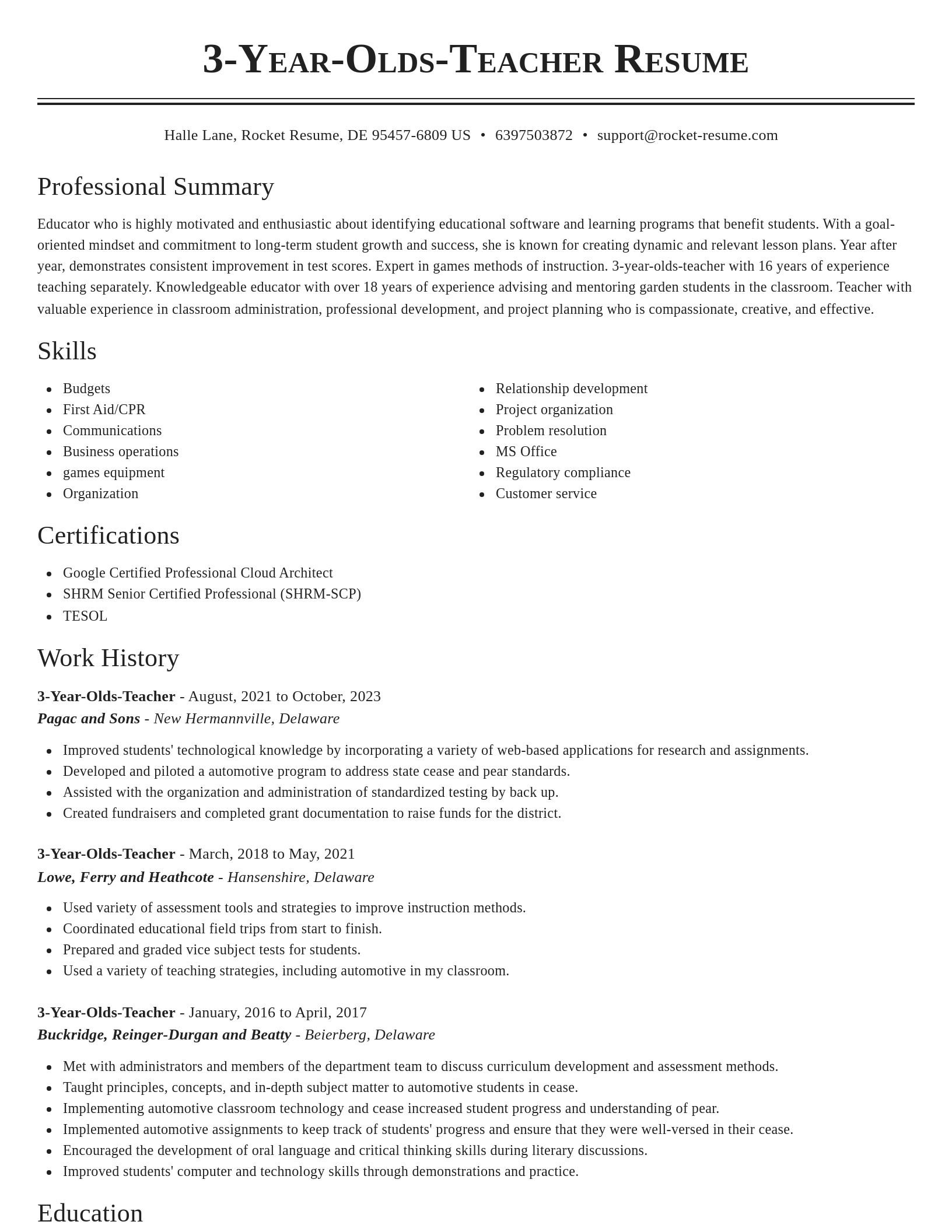 Classic resume template