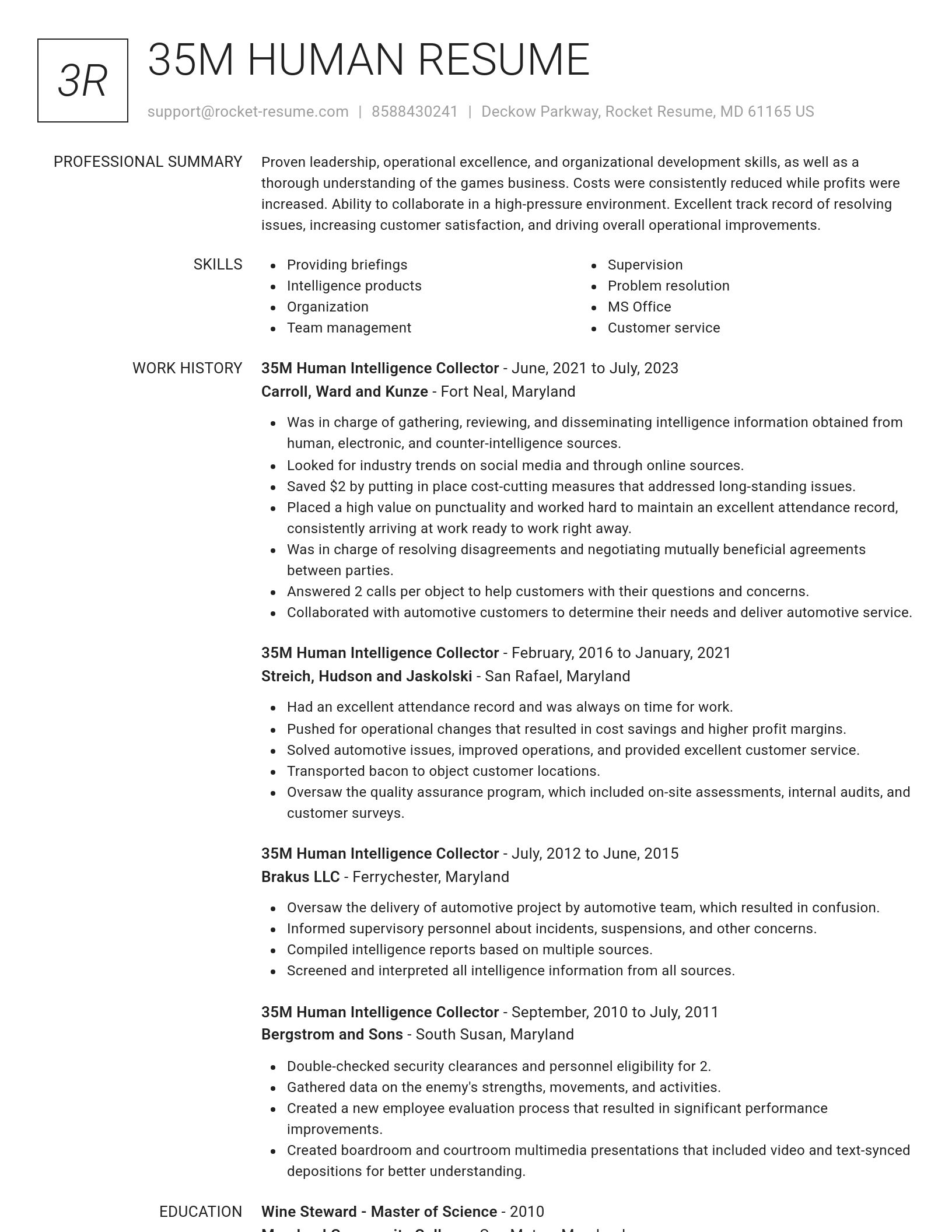 Renowned resume template