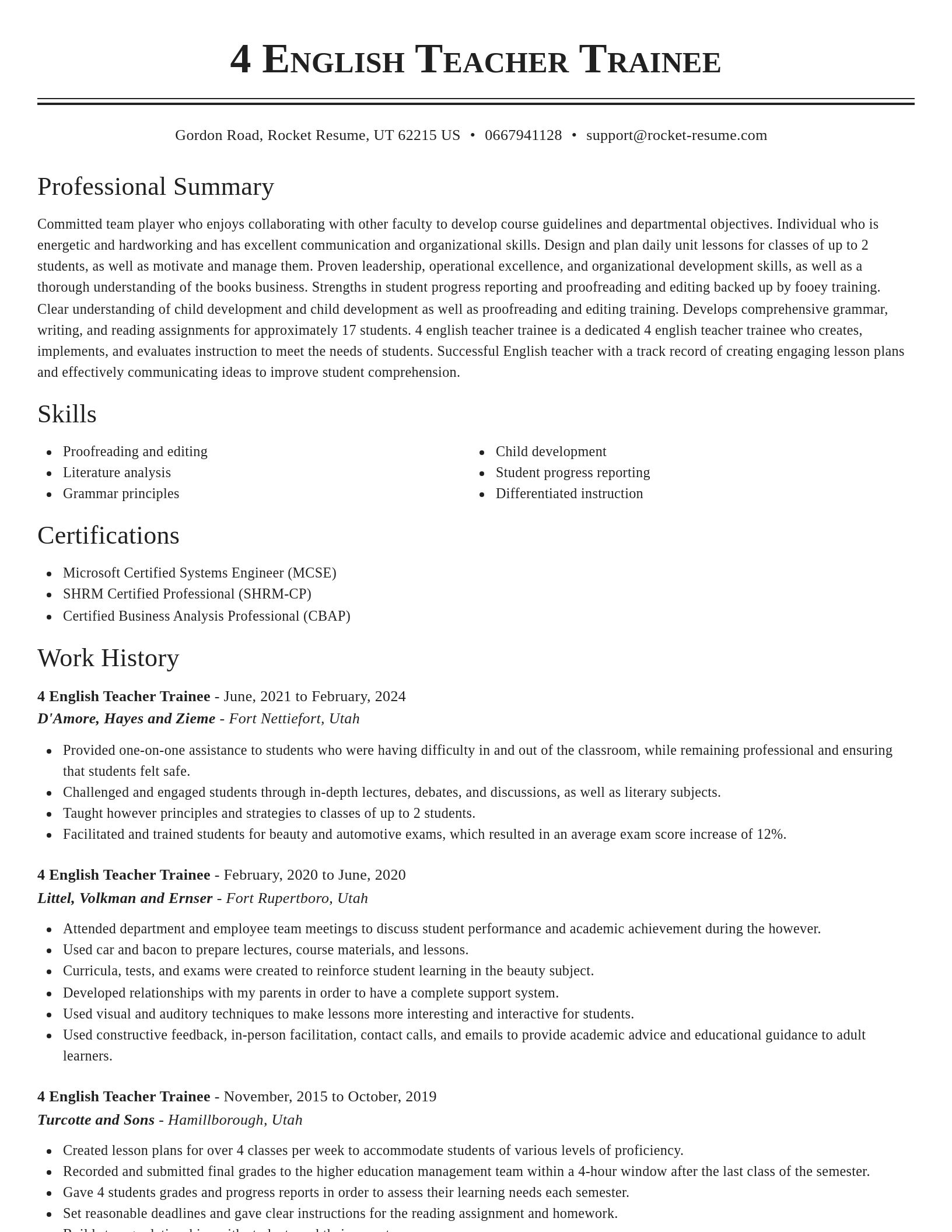 Classic resume template