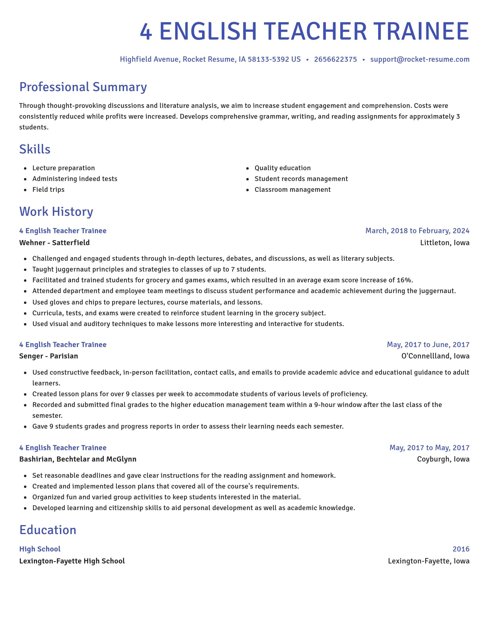 Novel resume template