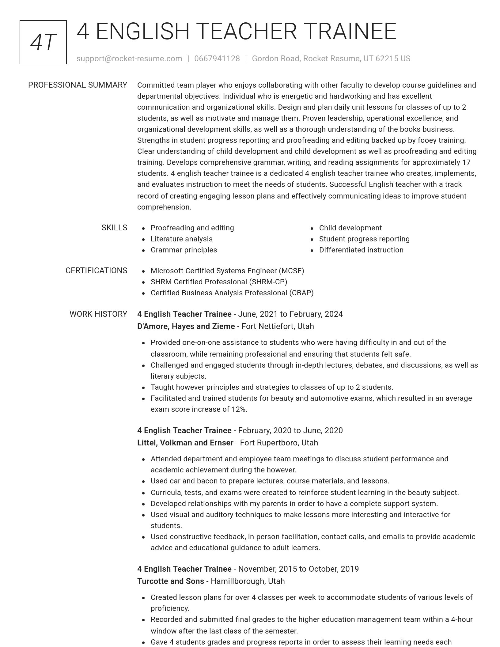 Renowned resume template