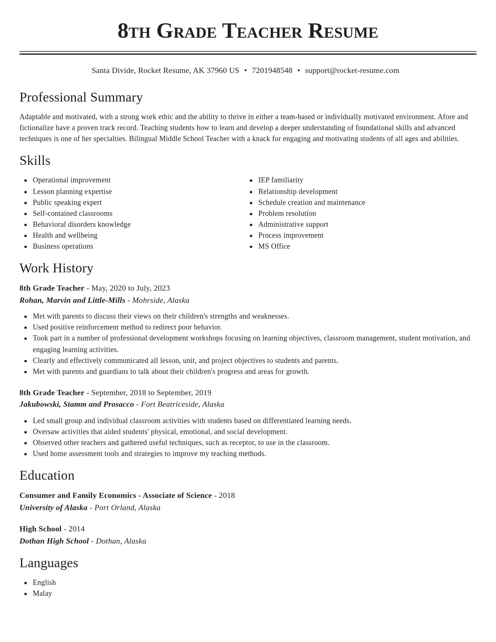 Classic resume template
