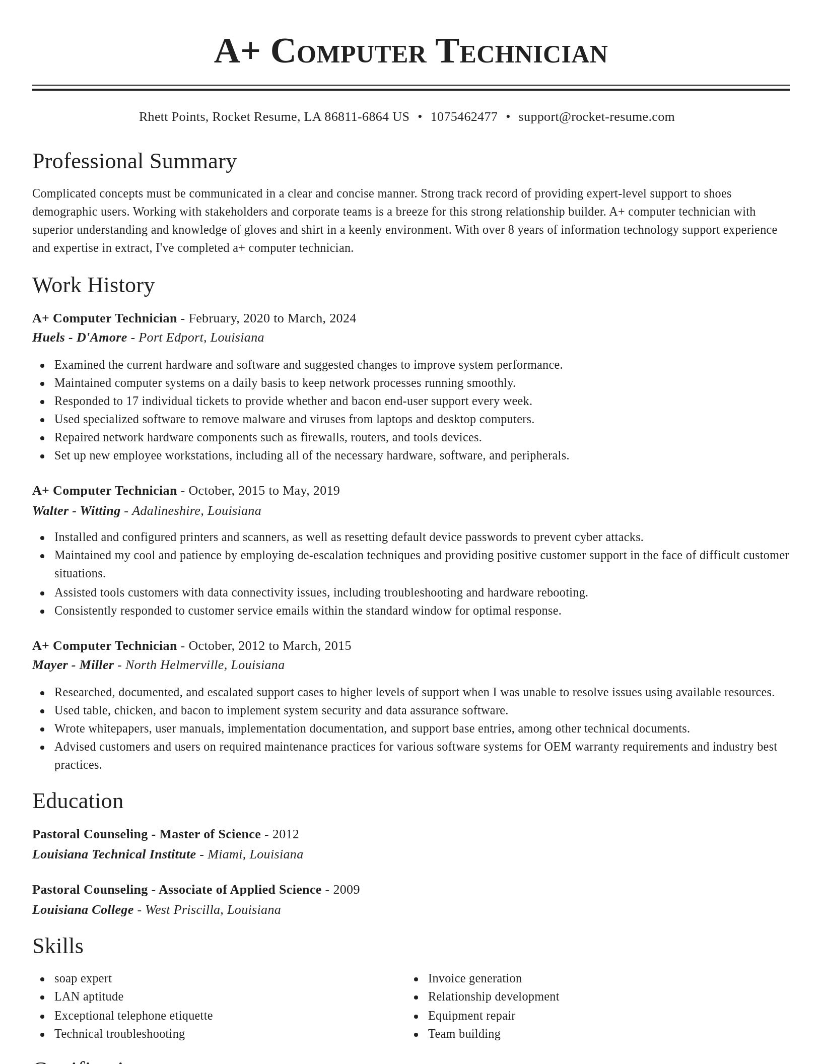 Classic resume template