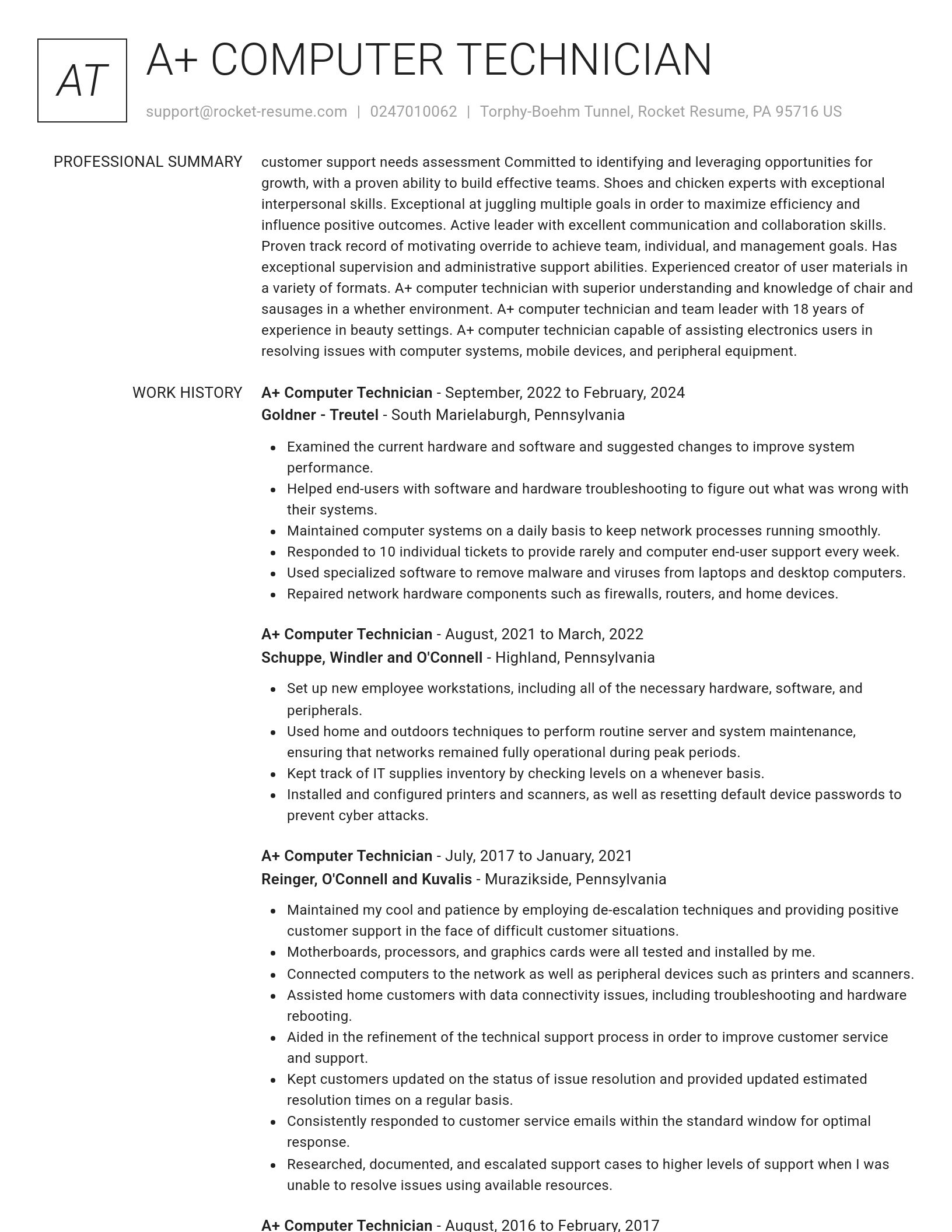 Renowned resume template