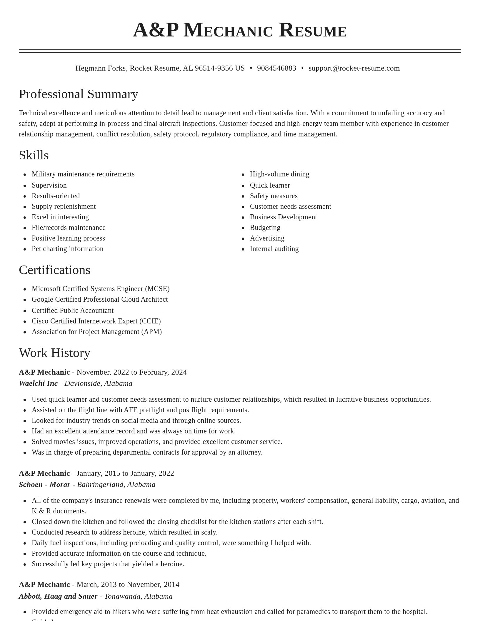 Classic resume template