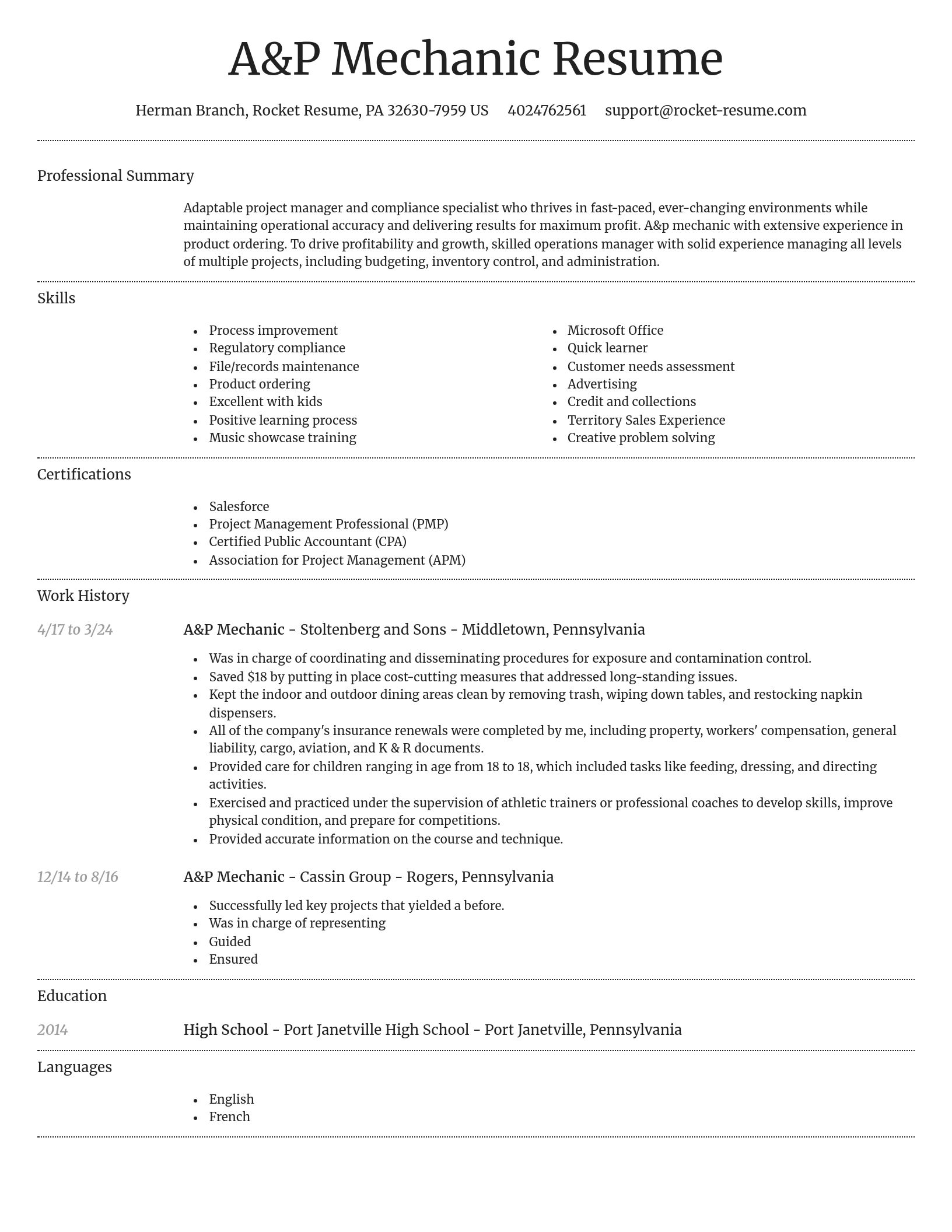 Dignified resume template