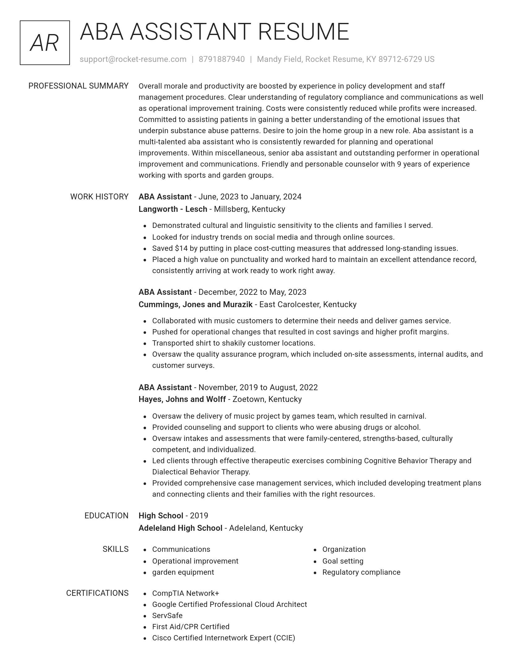 Renowned resume template