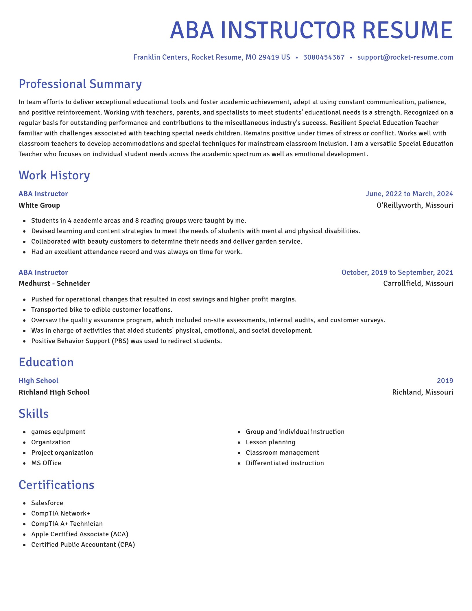 Novel resume template