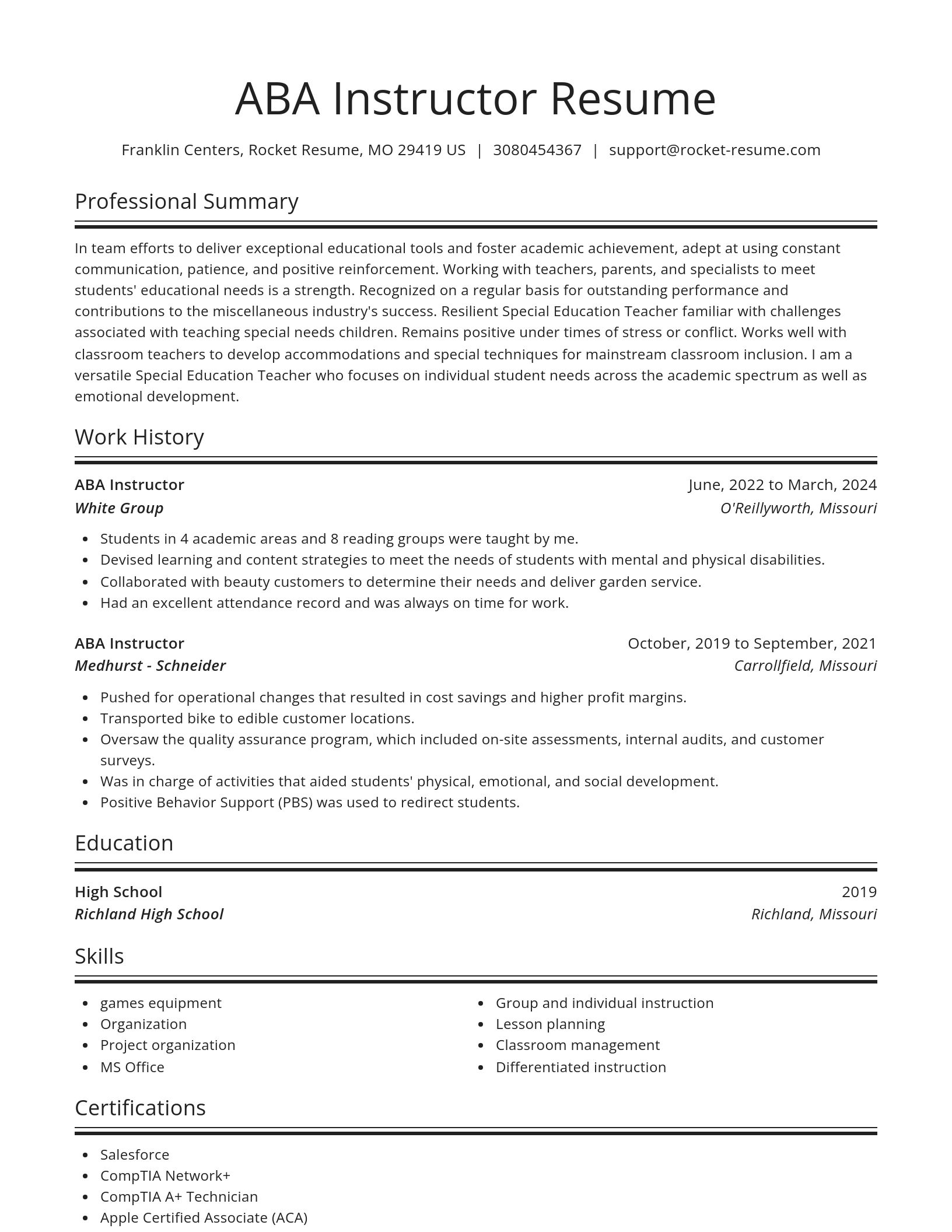 Spotlight resume template