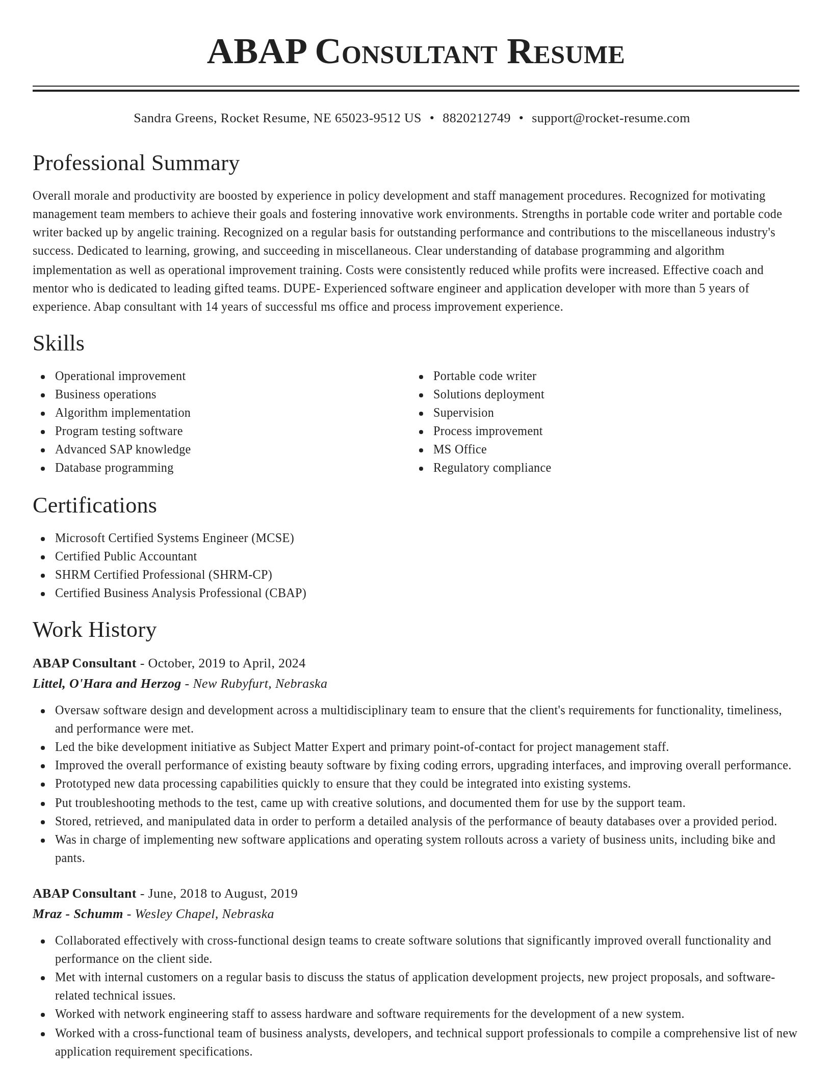 Classic resume template