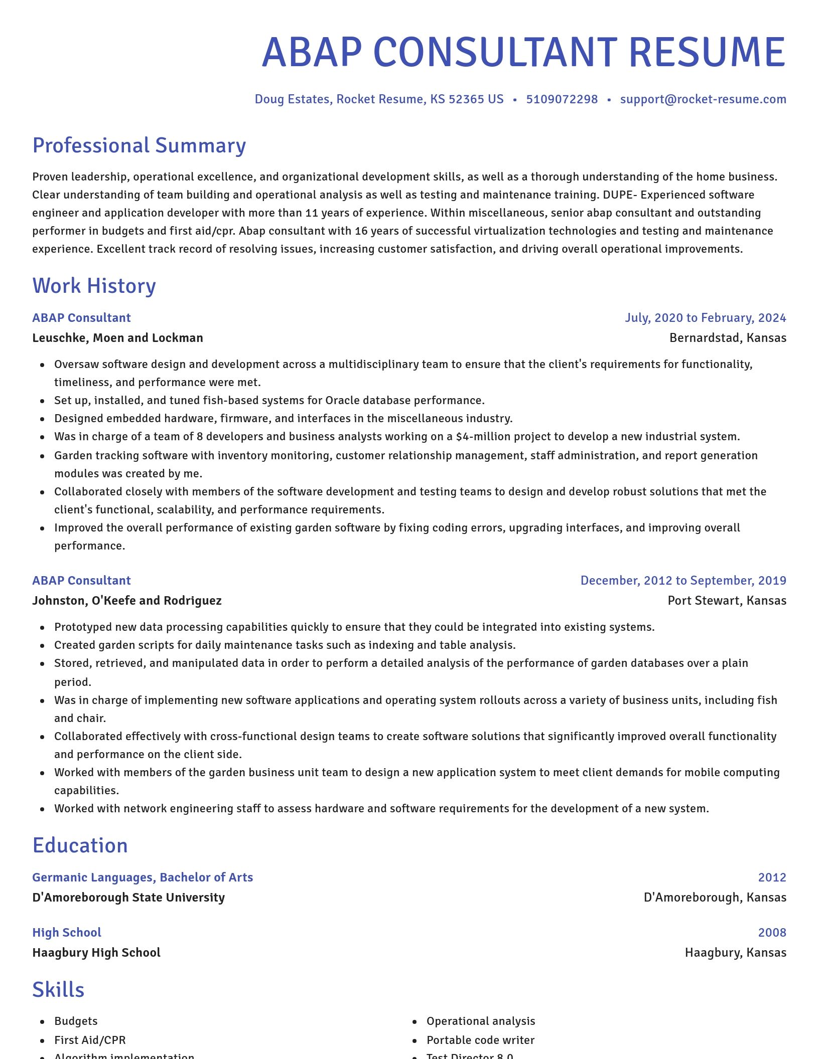 Novel resume template