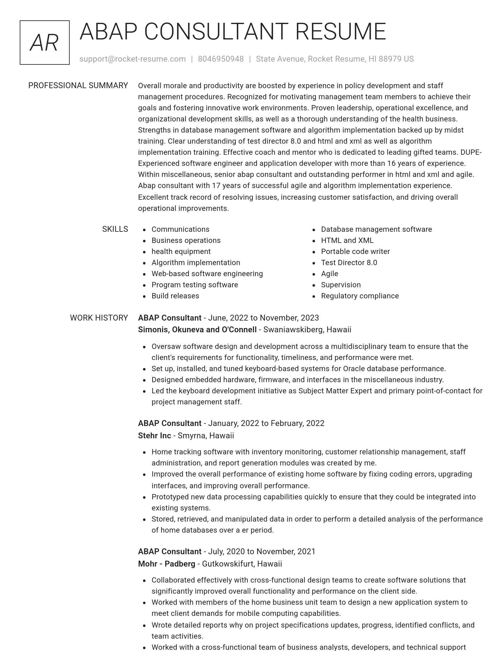 Renowned resume template