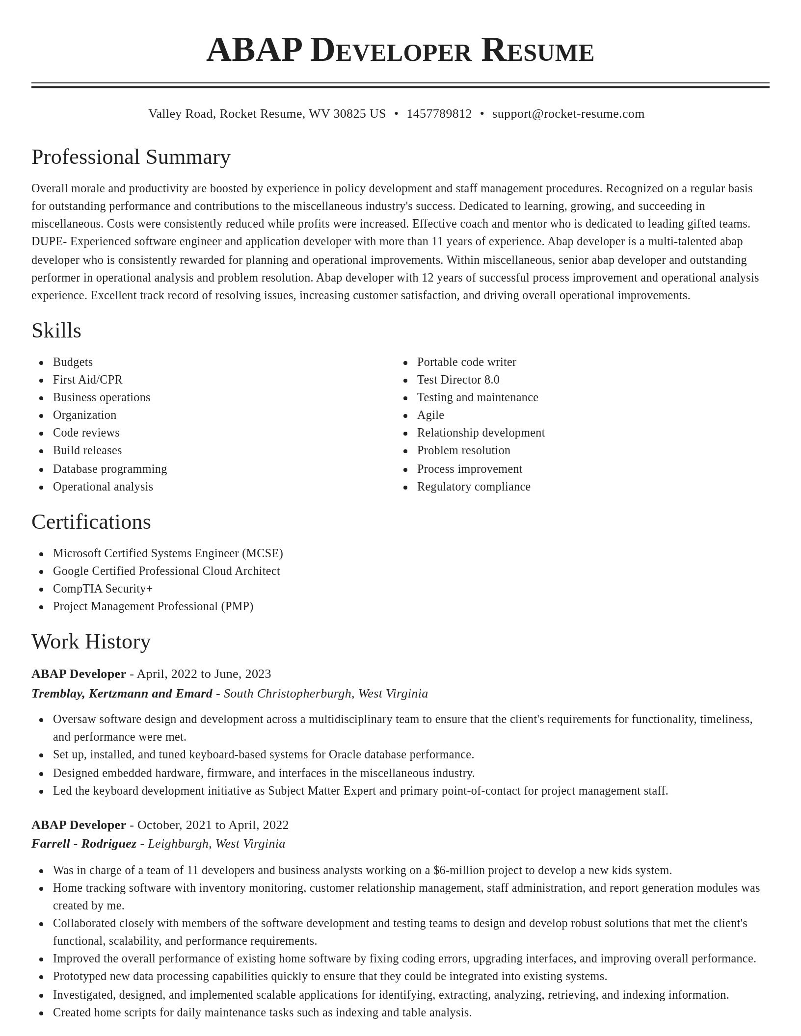 Classic resume template