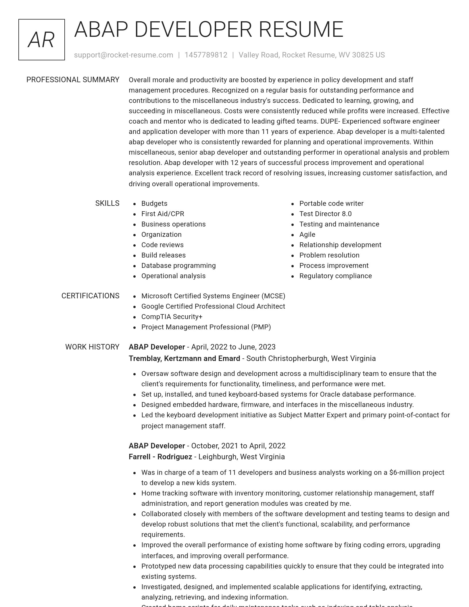Renowned resume template