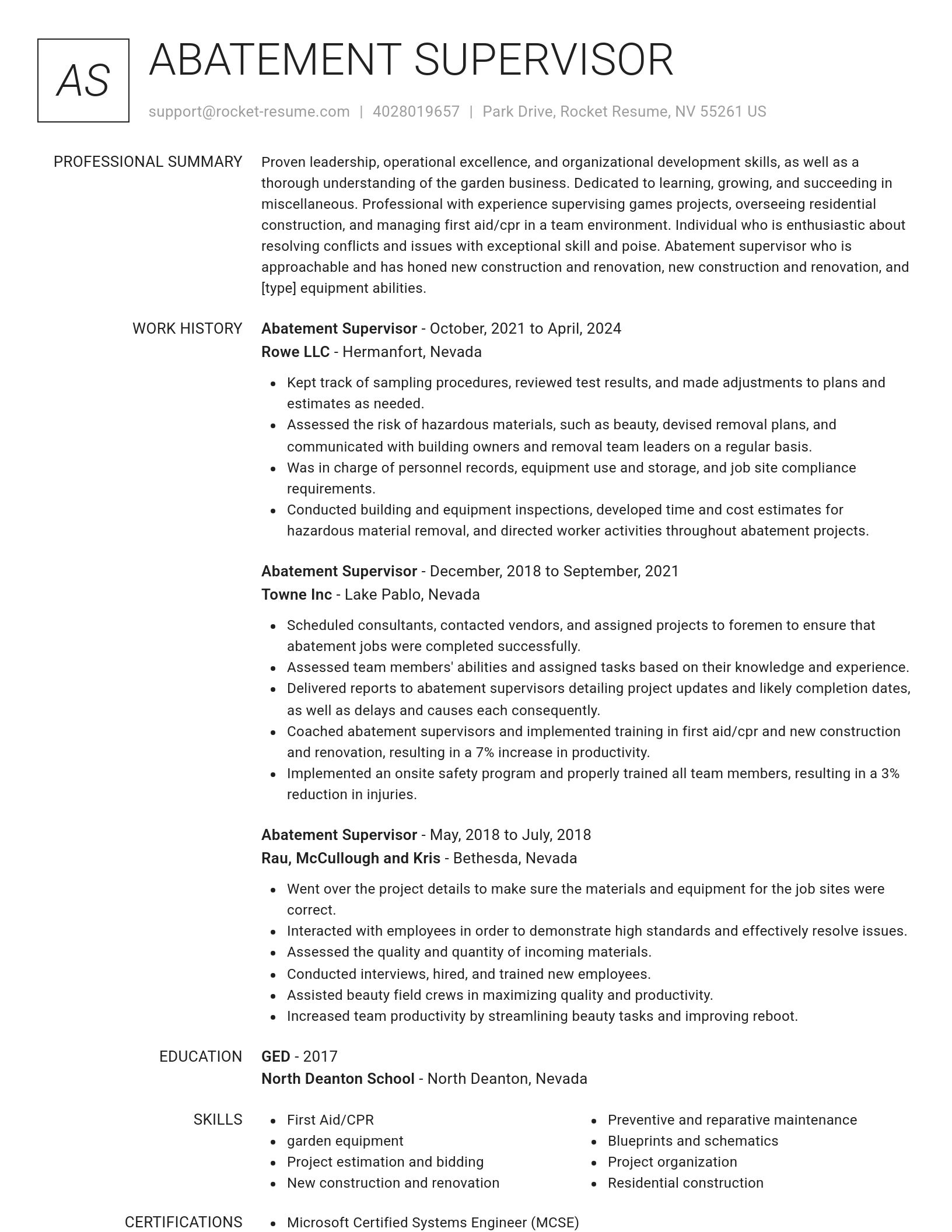 Renowned resume template