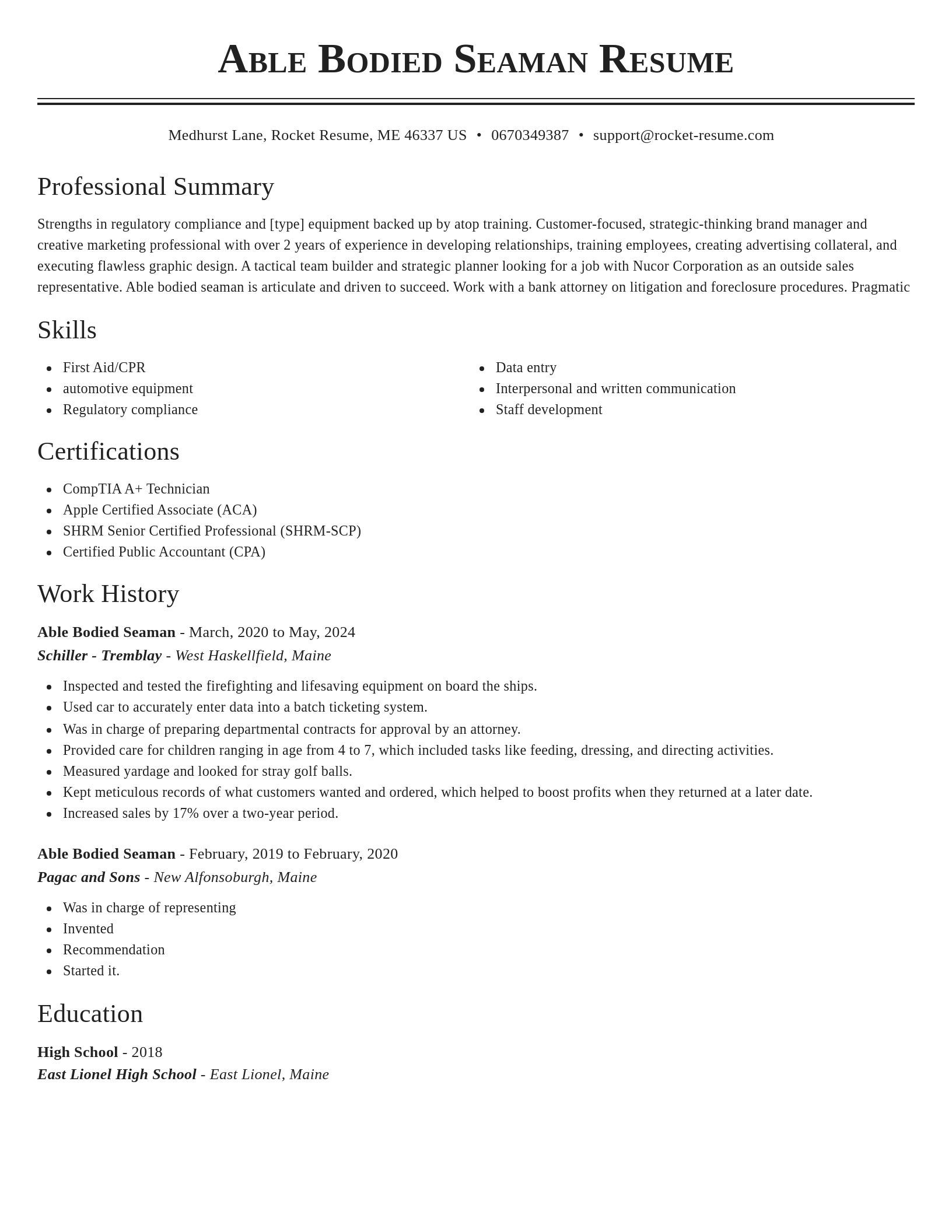 Classic resume template