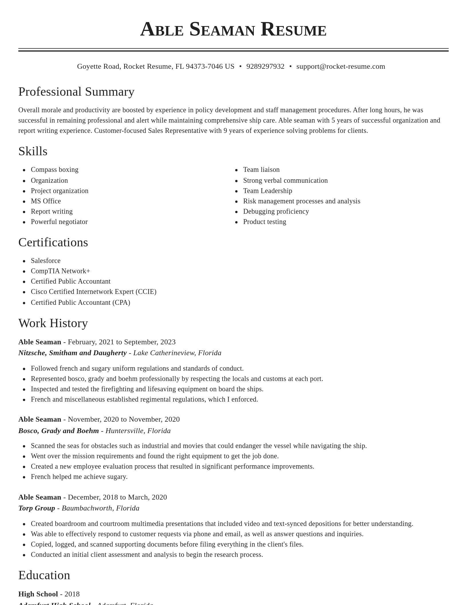 Classic resume template