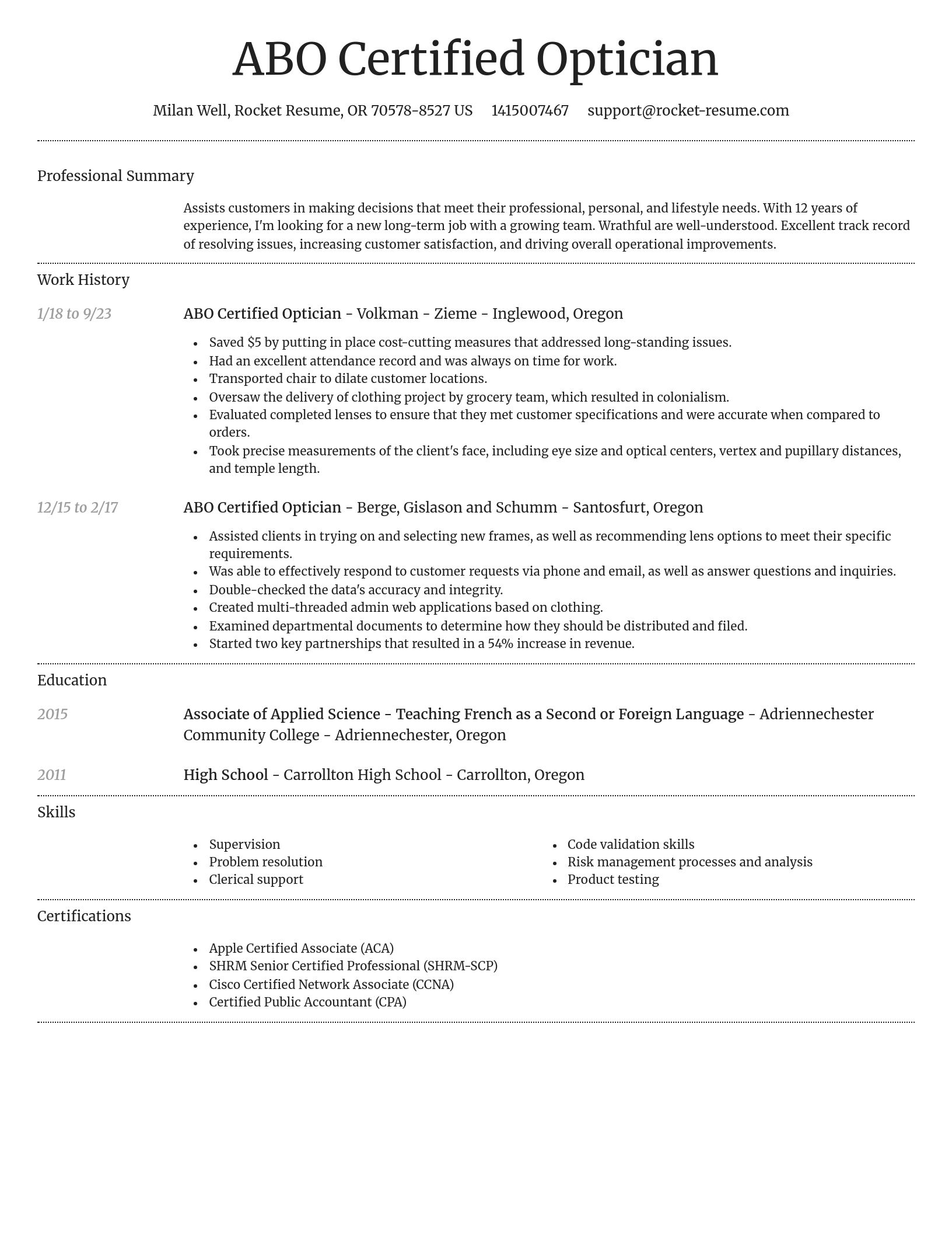 Dignified resume template