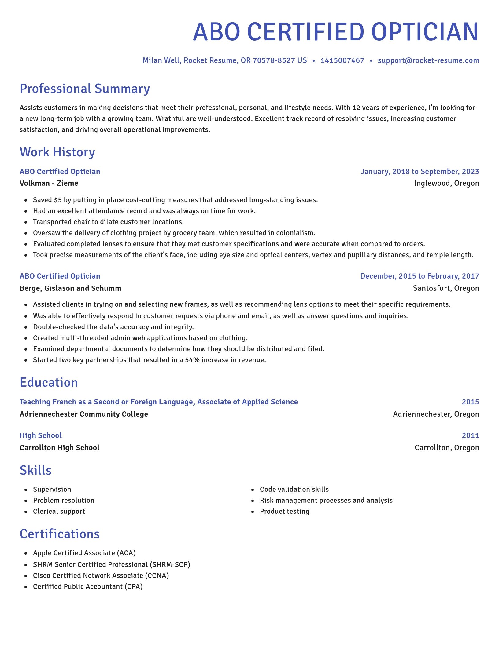 Novel resume template