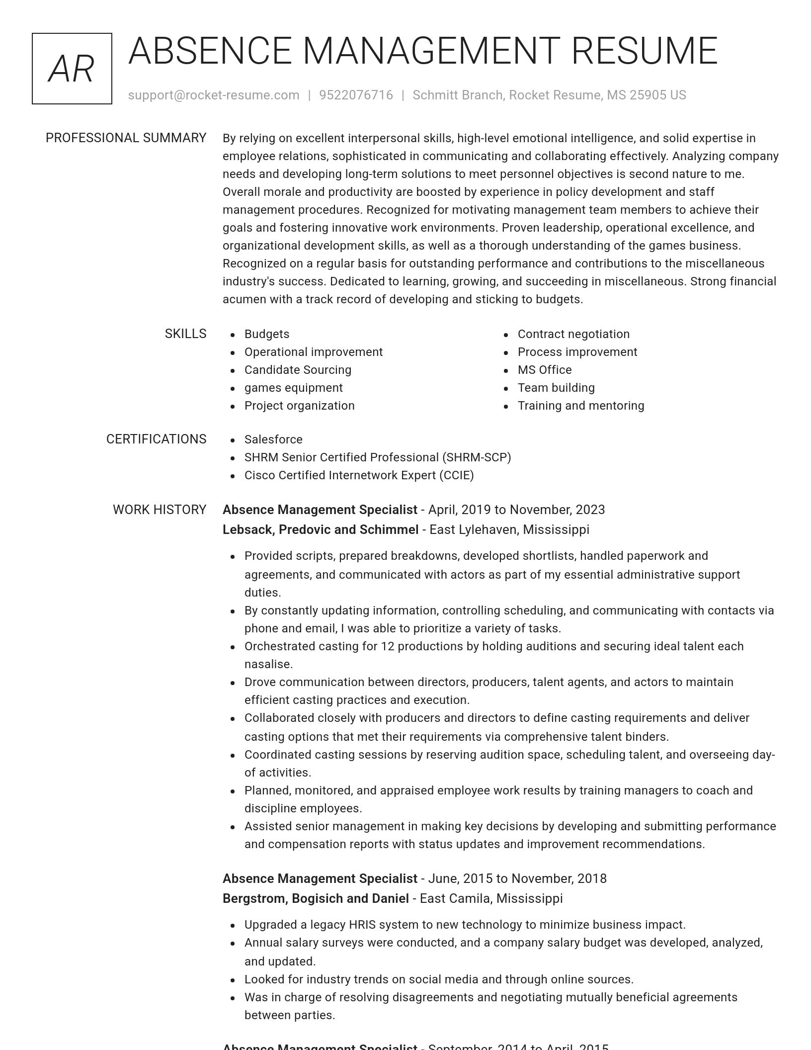 Renowned resume template