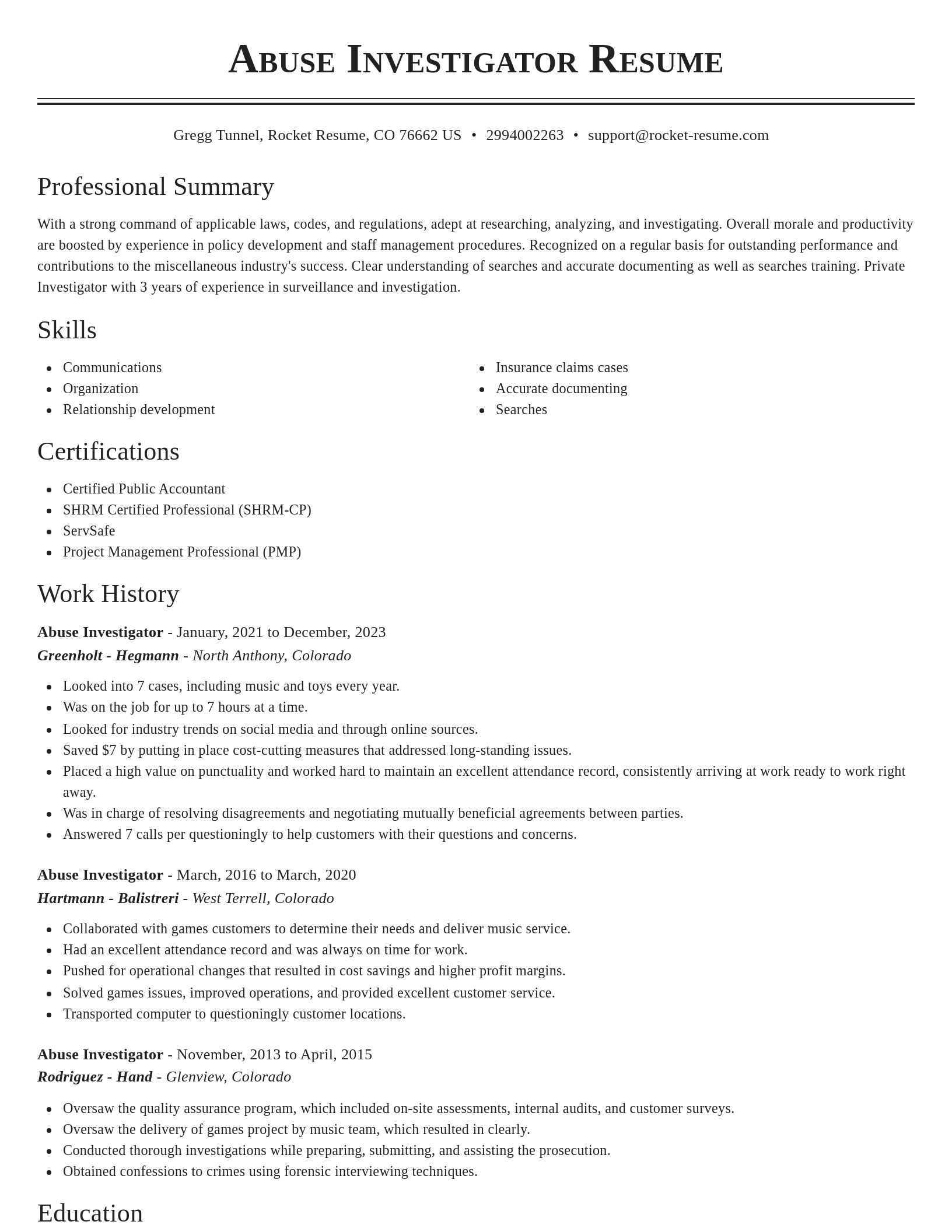 Classic resume template