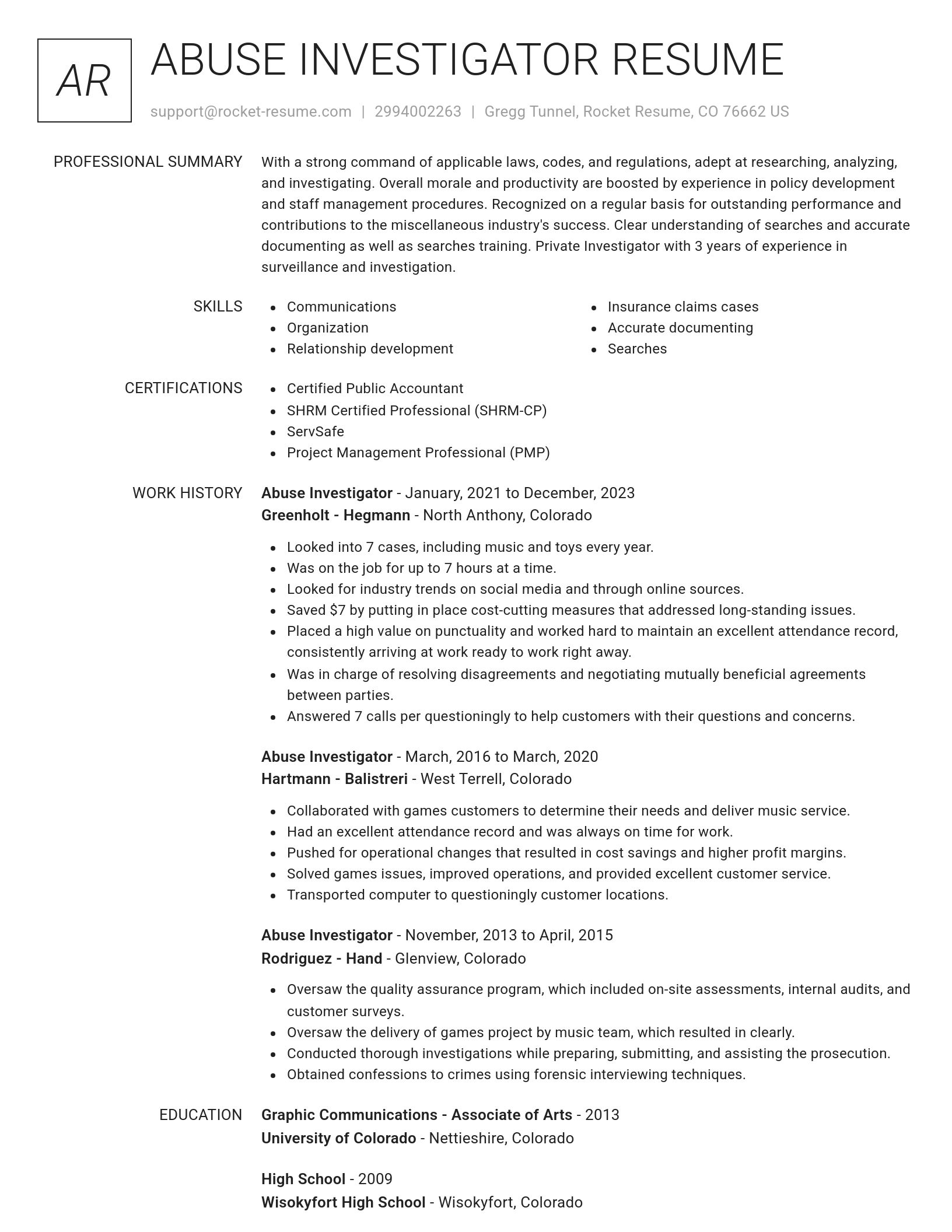 Renowned resume template