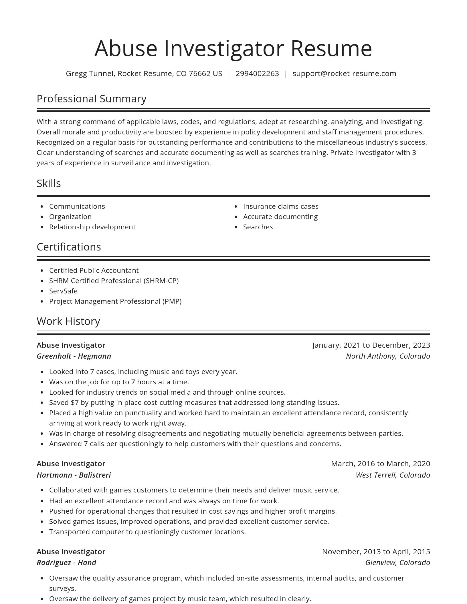 Spotlight resume template