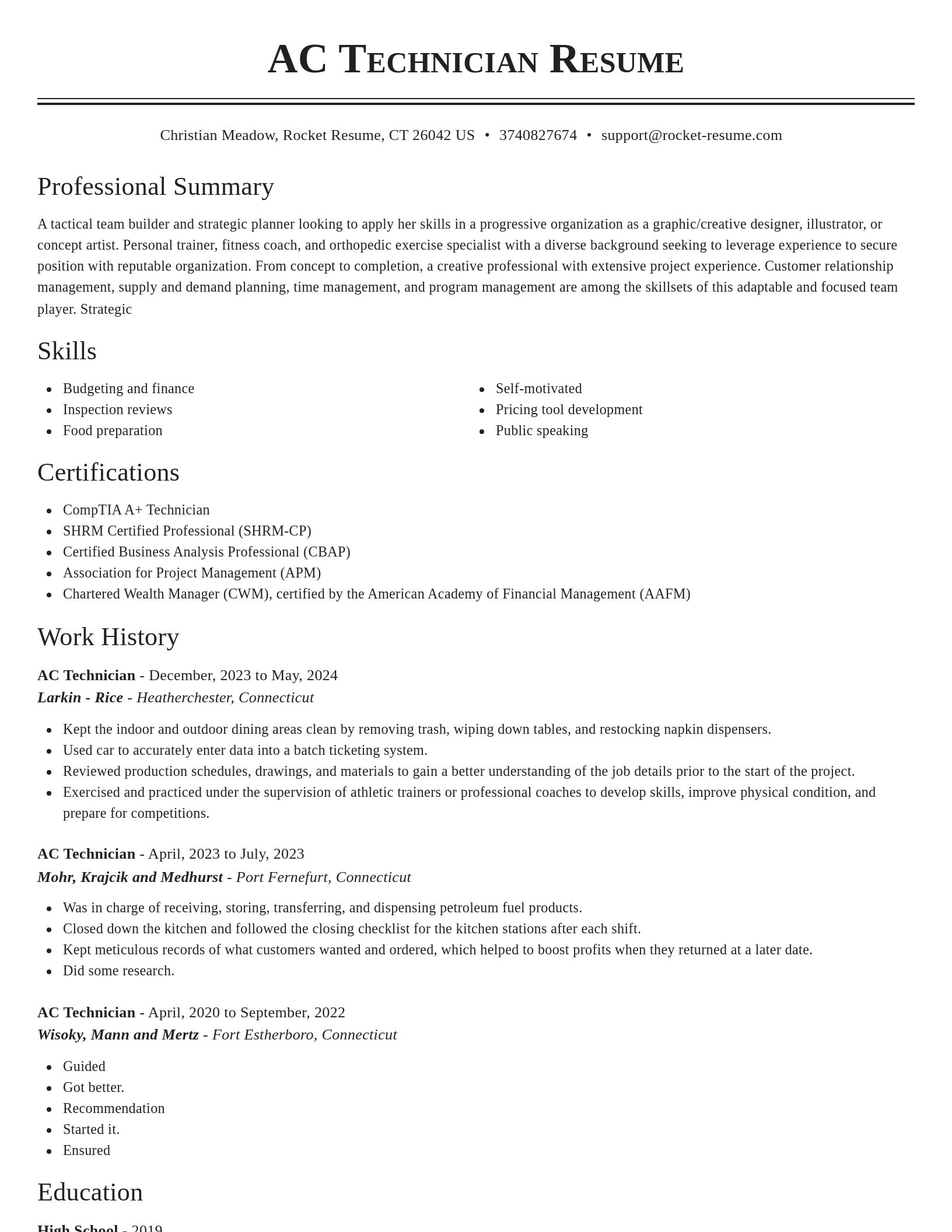 Classic resume template