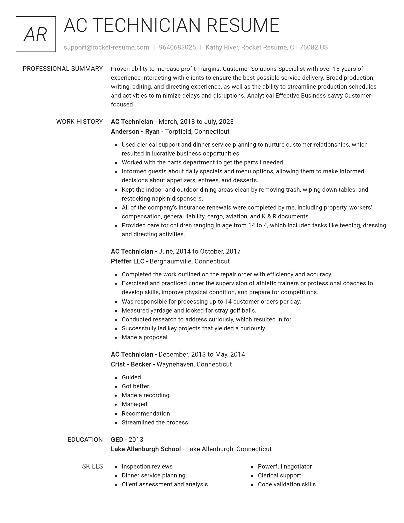 Renowned resume template