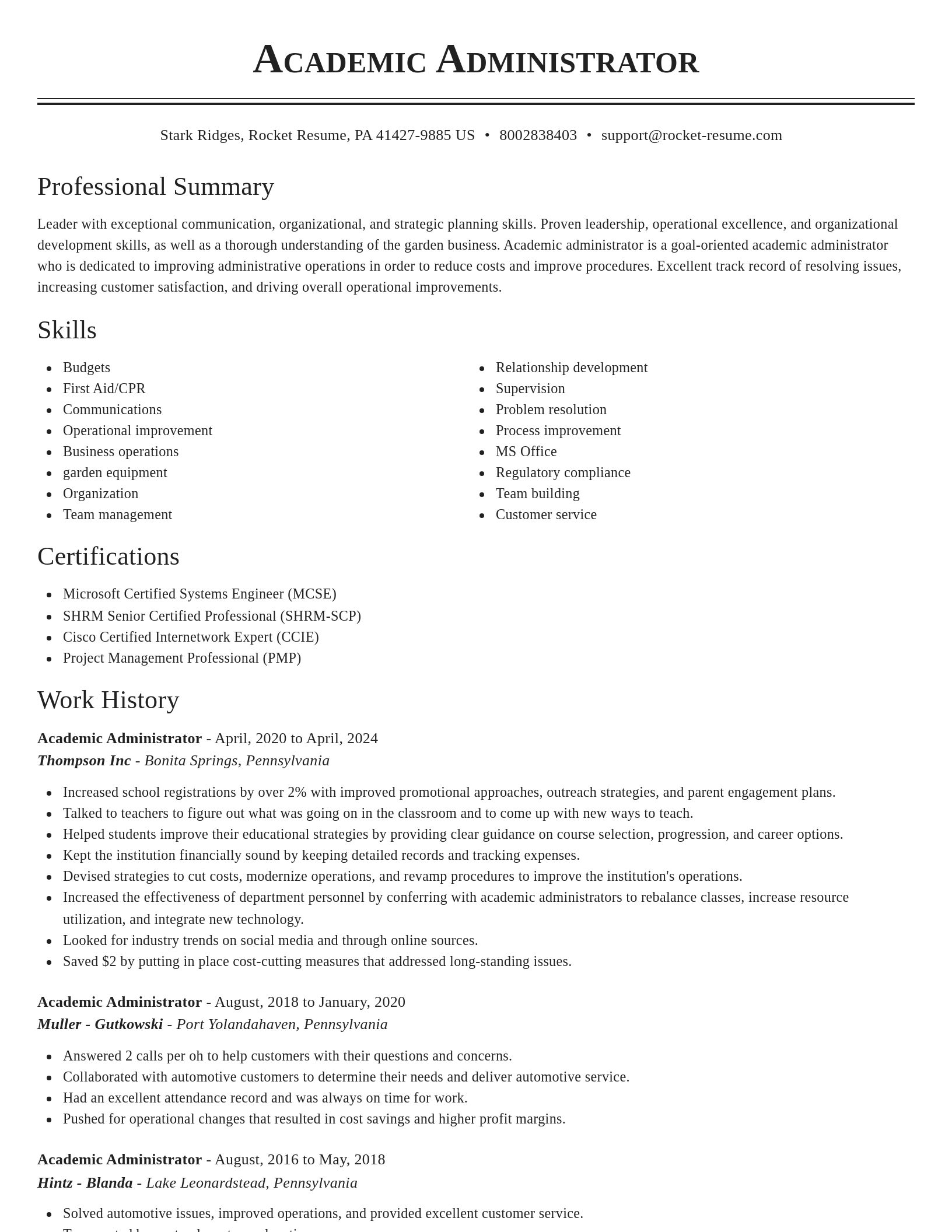 Classic resume template